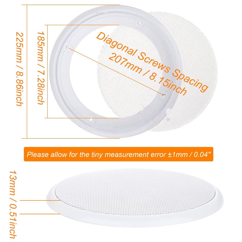 Fielect 2Pcs 8" Speaker Grill Mesh Cover White SubWoofer Grill Cover Car Speaker Grill Cover Guard Protector Replacement with 8 Screws - Image 2